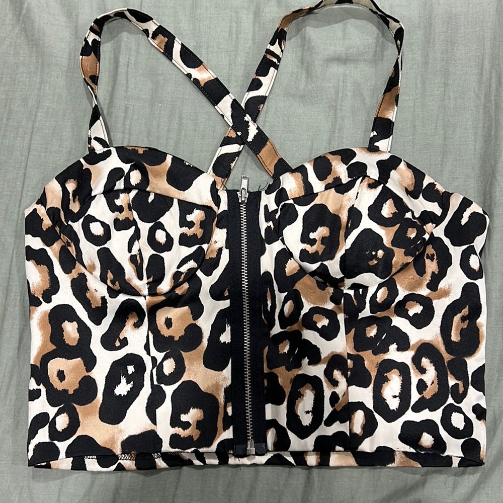 Corset leopard print crop top